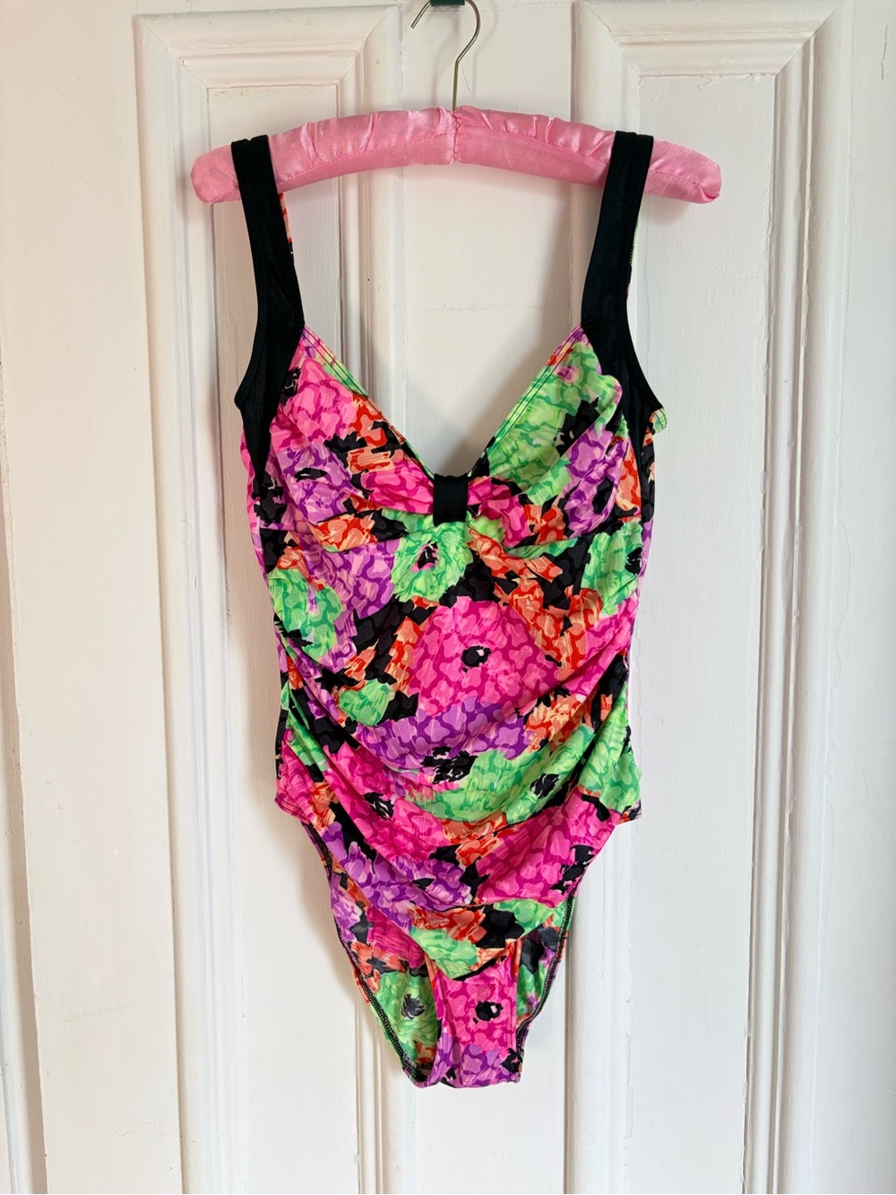 Vintage 90s Neon One Piece Floral Bathing Suit